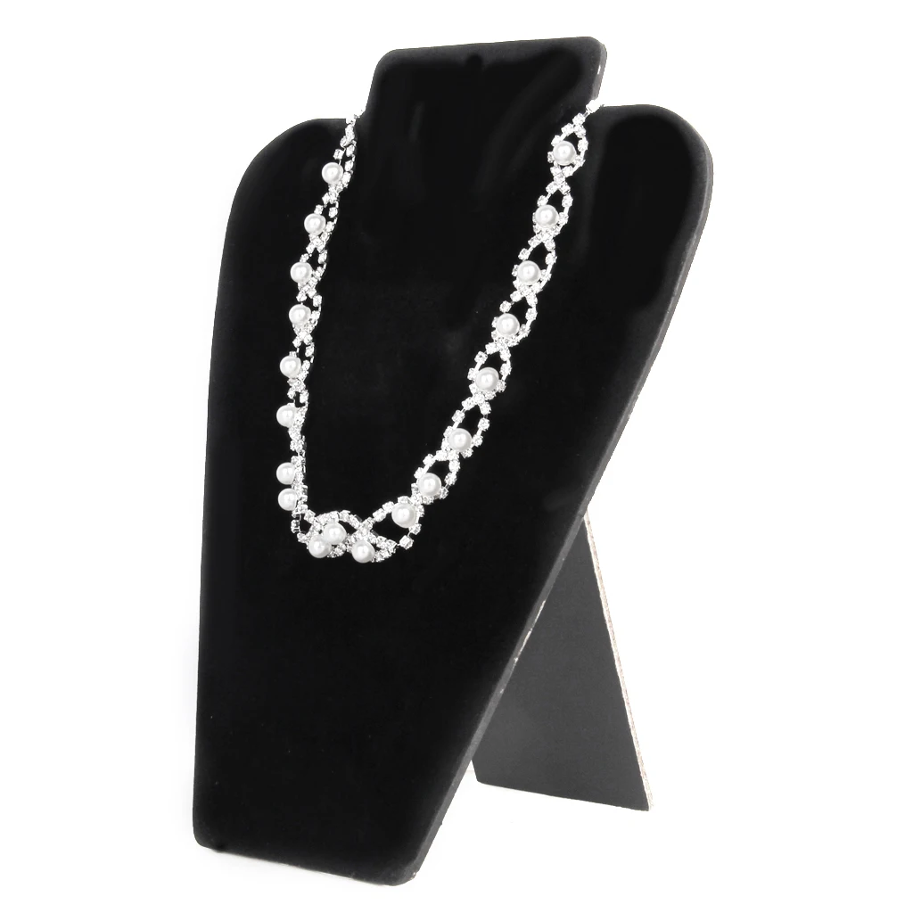 

Black Velvet Card Board Necklace Earring Jewelry Display Bust Stand Showcase Shop Retailer Counter Jewlery Holder