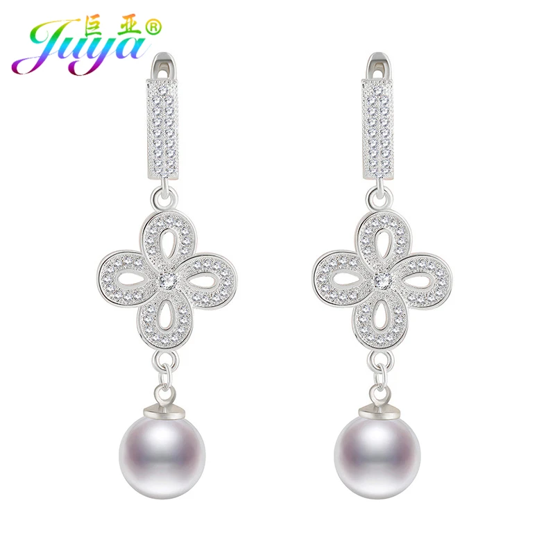 

2018 Handmade Fashion Drop Earrings Pave Zircon Earring Hooks With Flower Pearls Personal Custom Earring For Women Party Jewelry