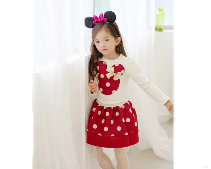 spesifikasi 2019 Panas Bayi Gadis Kapas Polka Dot Gaun + T Shirt 2 Pcs Set Anak Putri Gaun