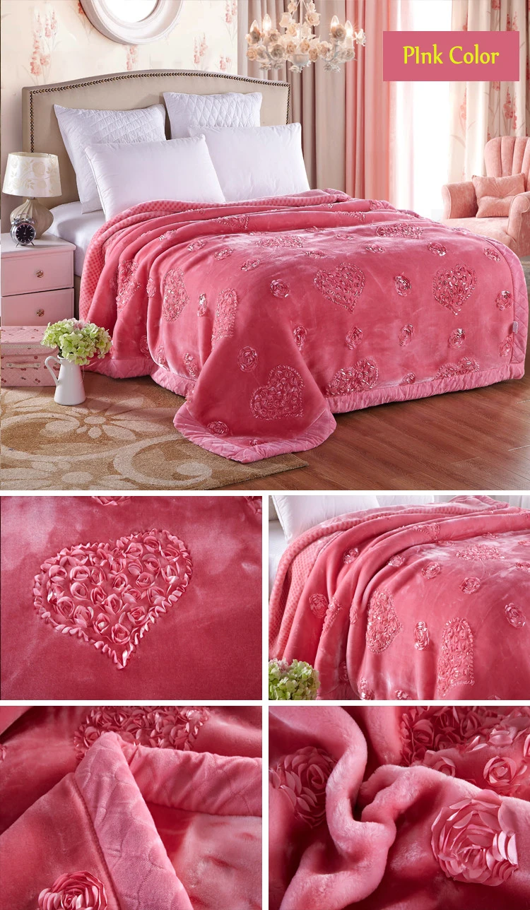 Wedding Decorative Home Textile Embroidery Blanket Winter Thick Fluffy Fat Comforter Mink Winter Soft Warm Blankets On The Bed