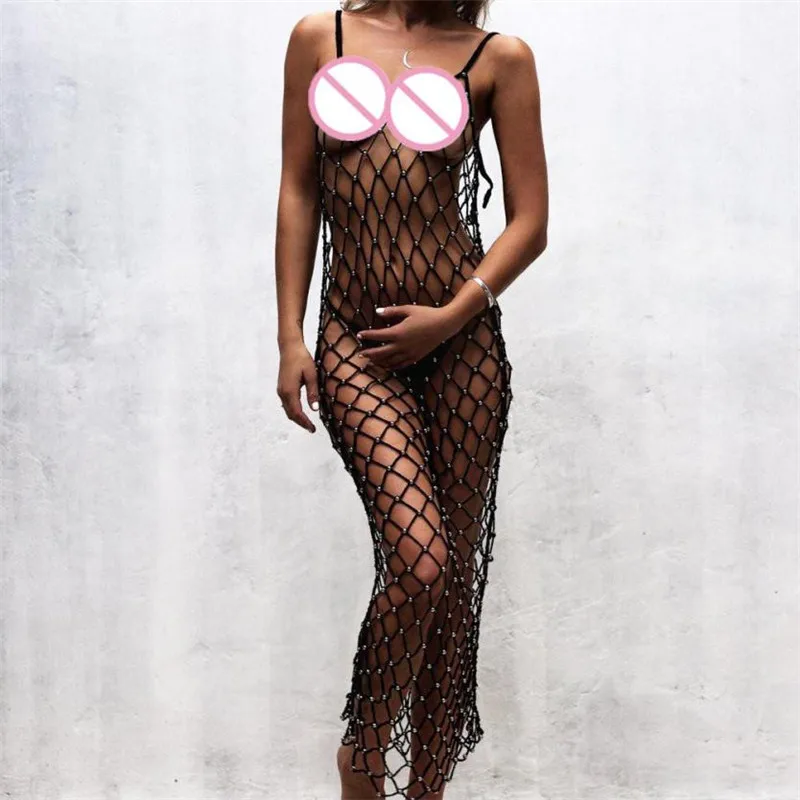 

Women Sexy Crochet Beach Cover Up Fishnet Sarong Wrap Bikini Cover Handmade Swimwear Smock One Piece bathing suit saida de praia