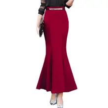 Осень-зима Для женщин моды из эластичного хлопка для маленьких девочек и мальчиков длинная юбка русалки женские OL плюс Размеры 3XL Кружева Высокая талия узкая-карандаш P14