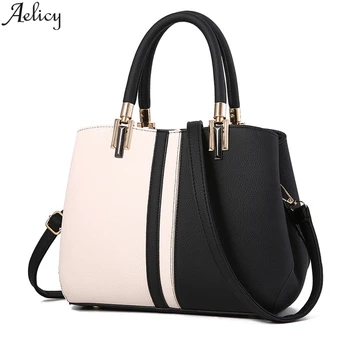 

Aelicy Women's Fashion Panelled Pu Leather Square Bag Lady Versatile Chic Temperament Stylish Handbag Totes Bag Hot Sales New