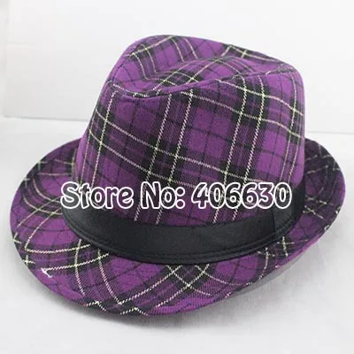 Плед Fedora шляпы для женщин Chapeau унисекс Мужские Трилби Панама Шляпы В Стиле Джаз шапки MEDB043 - Цвет: purple