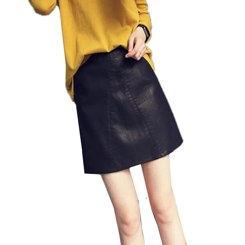 Для женщин Bodycon юбка искусственная кожа Мини Короткая юбка Черный, серый цвет Высокая Талия Юбки-карандаши 2018 мода плюс Размеры дикий Для