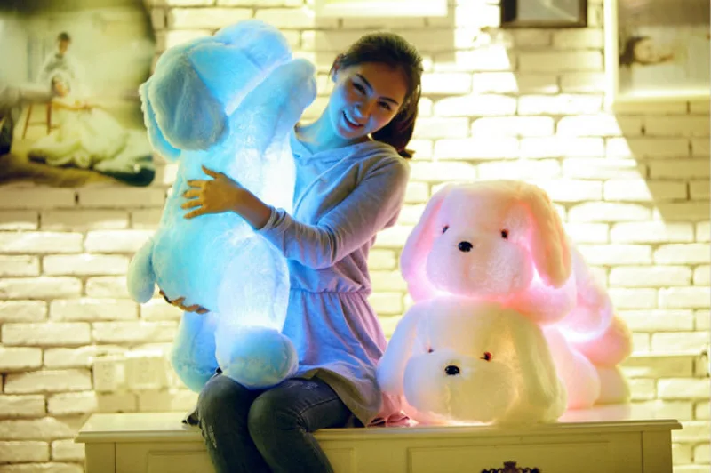 80CM Creative toy font b Cute b font Inductive dog nightlight plush toy LED glow font