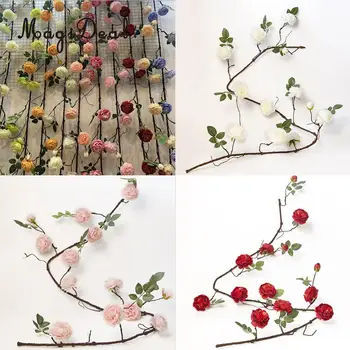 

MagiDeal 6ft Artificial Silk Peony Flower Ivy Vine Hanging Plant Leaves Garland Wedding Party Floral Wall Decor