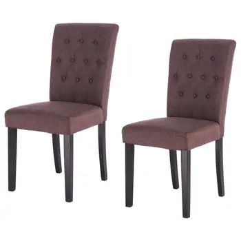 

Giantex Set of 2 Modern Dining Chair Fabric Armless Accent Tufted Upholstered with Solid Wood Legs Furniture HW52778BN