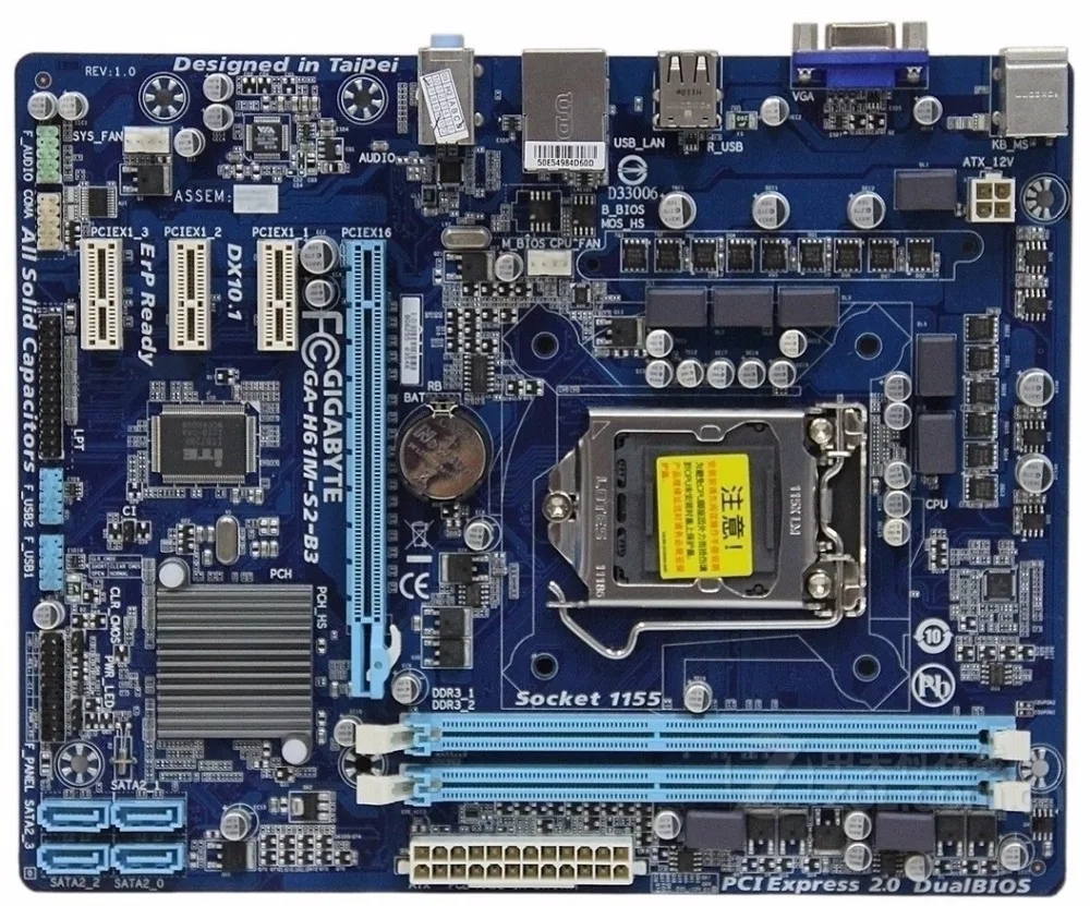 Б/у оригинальная материнская плата H61 для Gigabyte 1155 DDR3 LGA твердотельный конденсатор