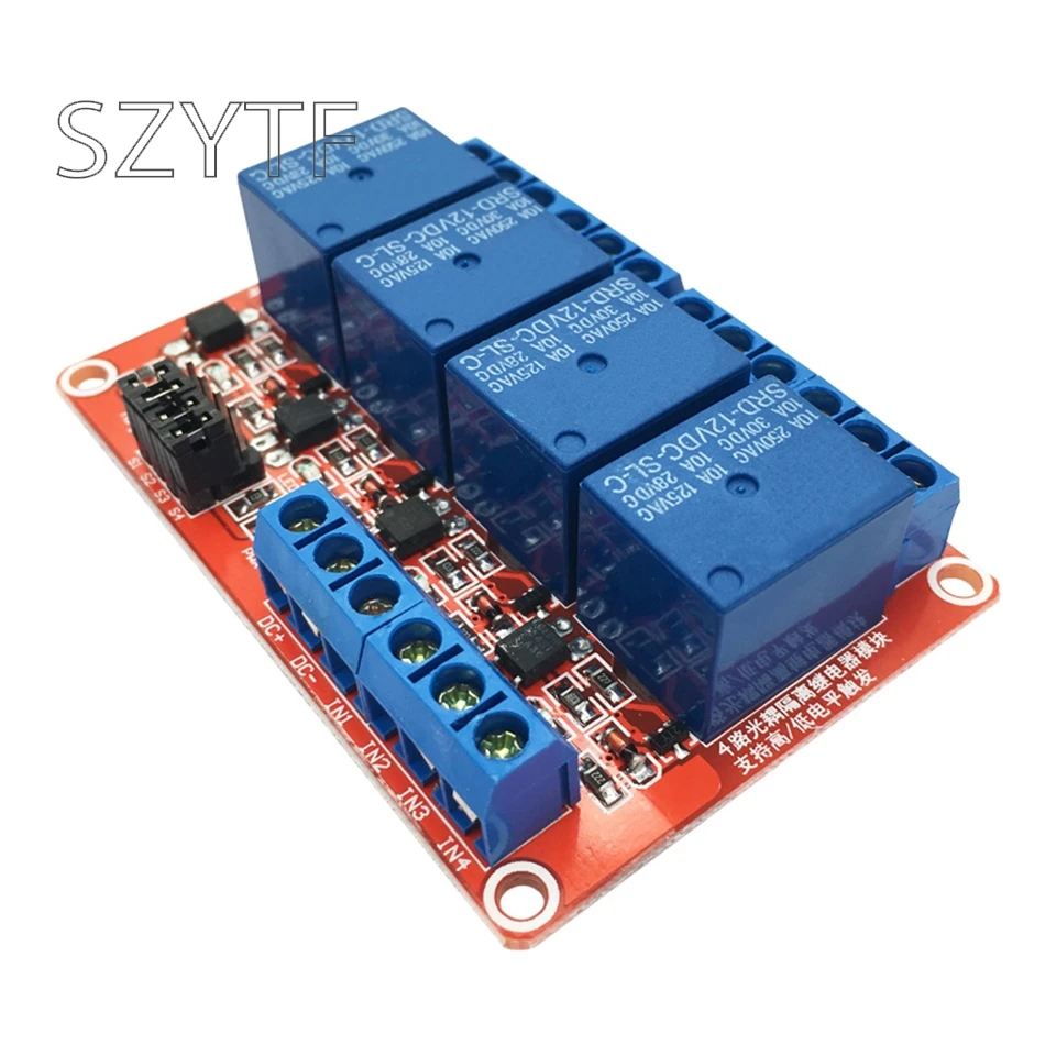 

4-way 5V12V24V relay module with optocoupler isolation high and low level trigger relay expansion board