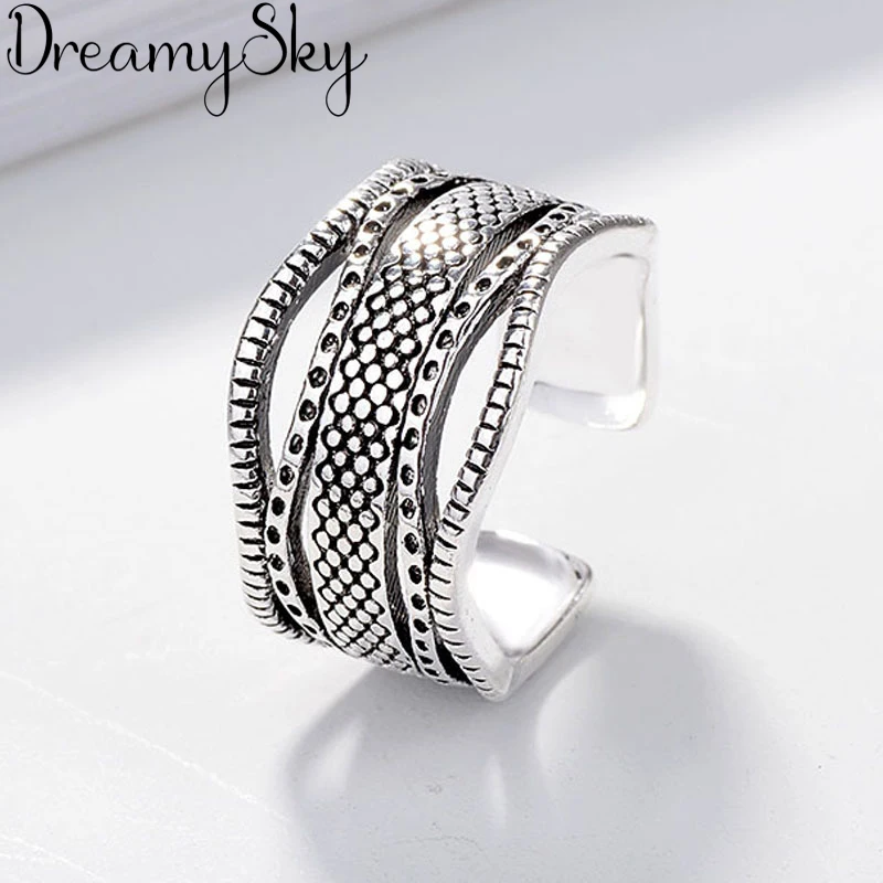 

Fashion Jewelry Vintage 925 Sterling Silver Big Rings For Women Female Finger Rings Anillos Mujer Girls Party Gifts