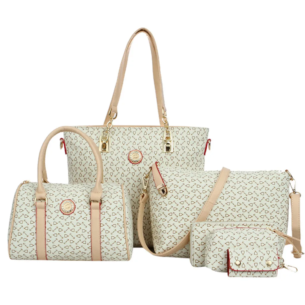 

6Pcs Handbag Fashion Printing +Crossbody Bag+Messenger Bag+ PU Leather Bag