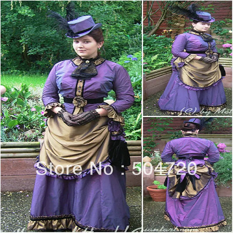 

19 Century Lila Civil War Southern Belle Gown evening Dress/Victorian Lolita dresses/scarlett dress US6-26 V-260