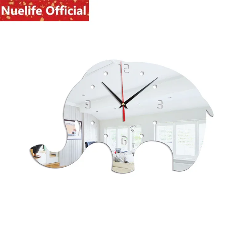 Cartoon cute elephant pattern acrylic clock mirror stickers kids room