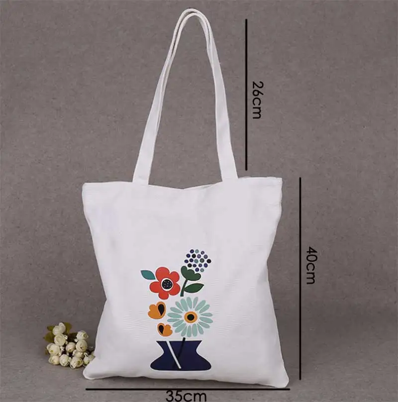 

100pcs White Custom Colorful Design Canvas Cotton Tote Bag Fashion Plain Nature Cotton Canvas Shoulder Bags Casual Eco Bags