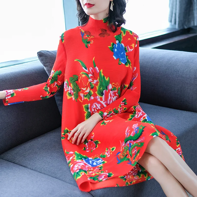 Changpleat 2019 новые весенние женские платья с принтом Miyak плиссированные Модные