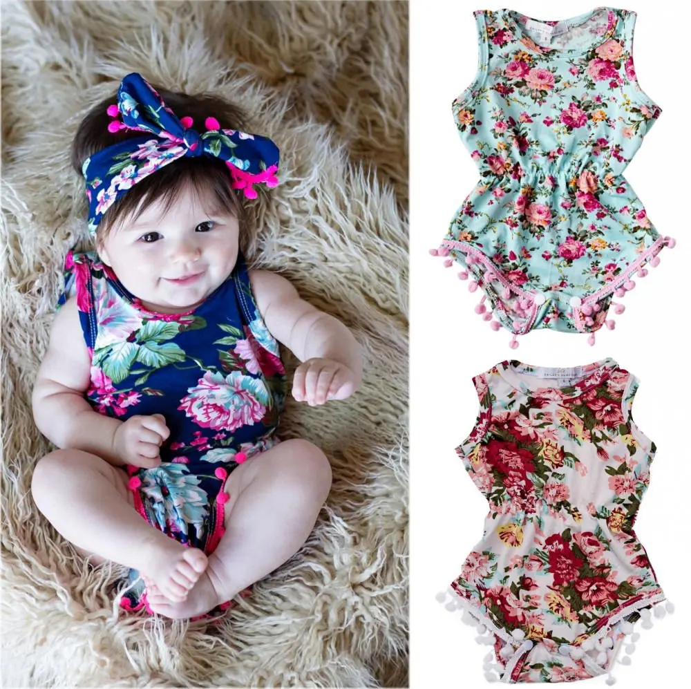 

Newborn Baby Girls Clothes Sleeveless Summer Bodysuit Floral Infant Kids Clothing Bebes Bodysuits One Pieces Sunsuit