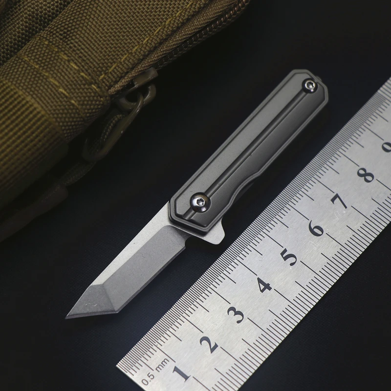 

Mini pocket folding knife D2 blade Pocket folding keychain knife titanium handle multi-purpose hunting EDC tool