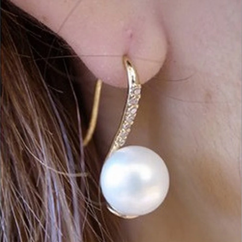 

Fashion Jewelry Earrings Female Valentine's Day Gold-color Crystal Pearl Earrings For Women Gift Zinc Alloy Faux Pearl Earring