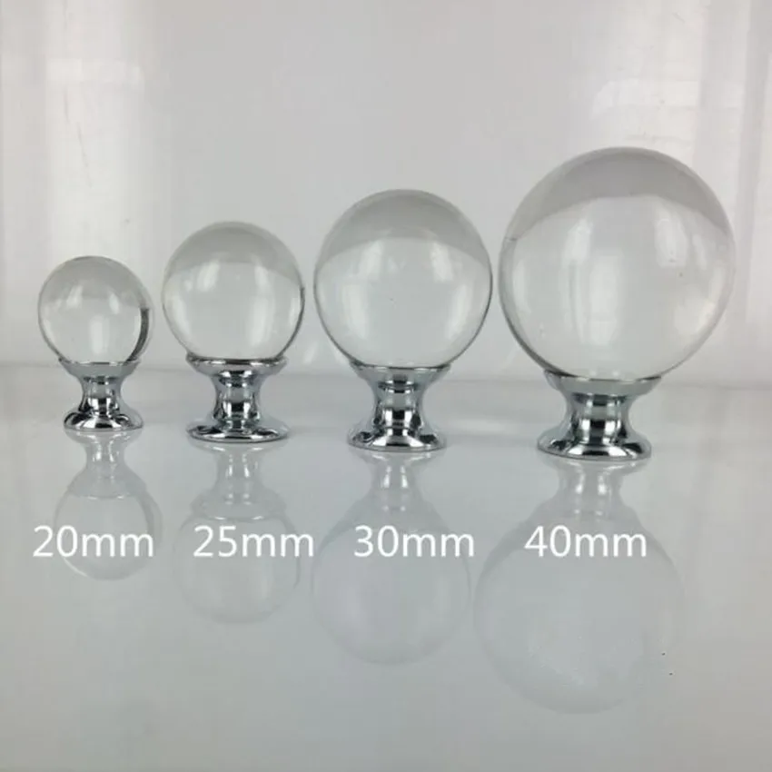 

20mm 25mm 30mm 40mm glass ball drawer cabinet knobs pulls silver chrome crystal ball dresser door handles modern furniture knobs