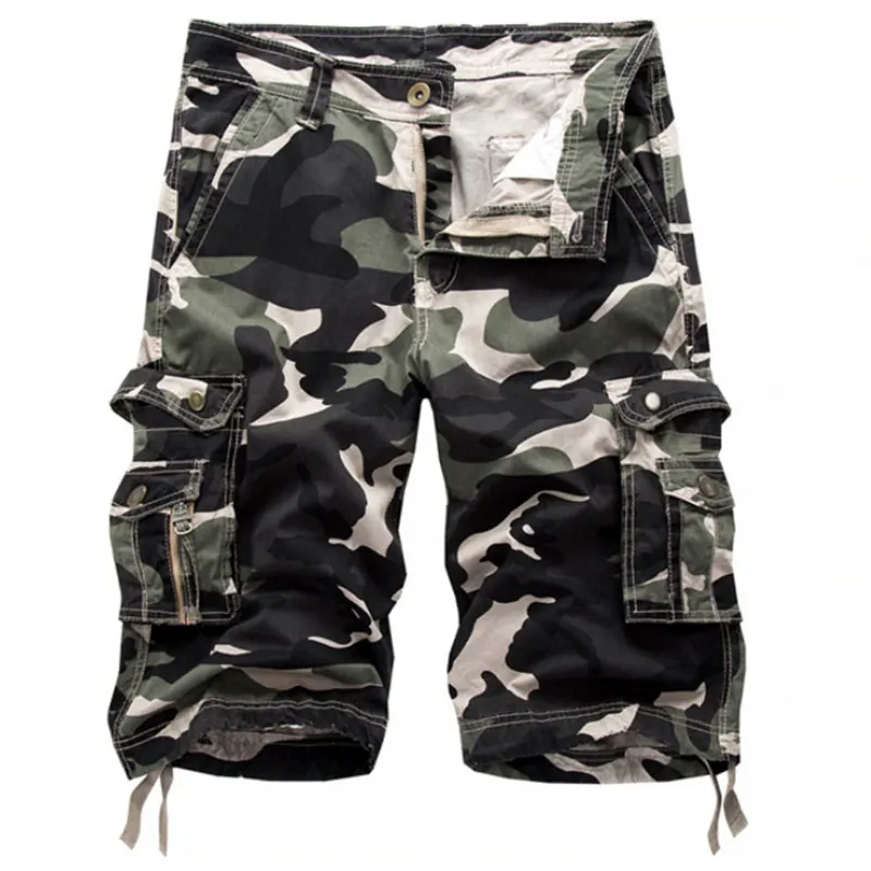 Мужские шорты Карго, повседневные, камуфляжные, летние,, мужские шорты, Промытые, хлопковые, с несколькими карманами, большие размеры, короткие штаны