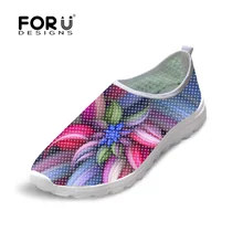 FORUDESIGNS/Повседневная обувь в цветочек; Женская Легкая сетчатая обувь с 3D цветочным принтом; женская пляжная Летняя обувь на плоской подошве