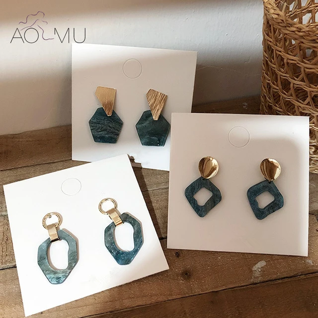 AOMU, дизайн, корейский стиль, простые, Ретро стиль, геометрические, необычные, золотые, металлические серьги-гвоздики для женщин, вечерние ювелирные изделия