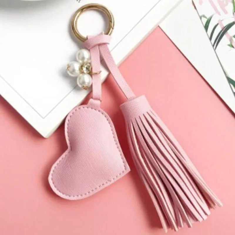 

New PU Leather Bear Key Chain Tassel Key Ring Car Bag Keychain For Women Jewelry Accessories Gift