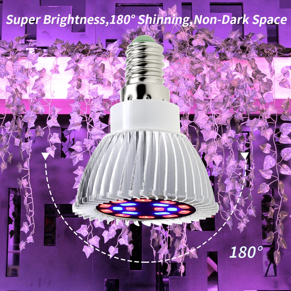 

4PCS LED Growing Light For Plants E27 LED Lamp Grow Bulb E14 220V Plants Seeds Flower 18W Indoor LED Hydroponics 110V 5730 SMD