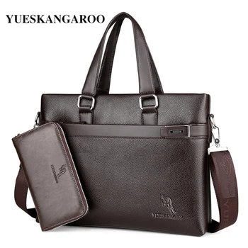 

YUES KANGAROO 2017 New Brand Leather Man Business Briefcase handbag Casual Crossbody shoulder bag laptop Travel Messenger bag