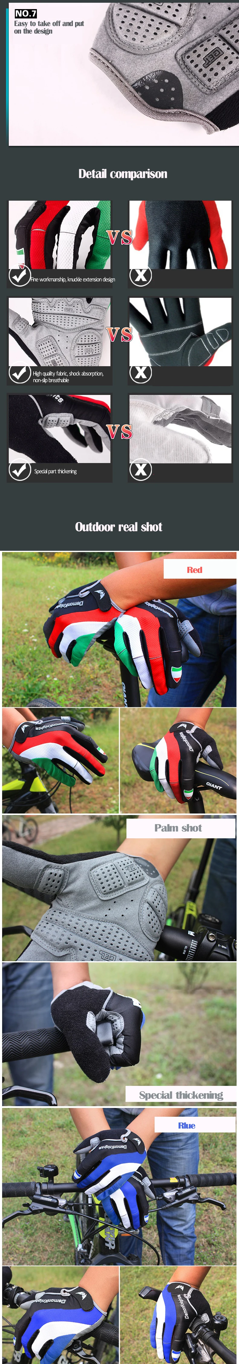 Перчатки для велоспорта, утолщенный коврик, велосипедные перчатки, ветрозащитные, на весь палец, противоскользящие, велосипедные перчатки