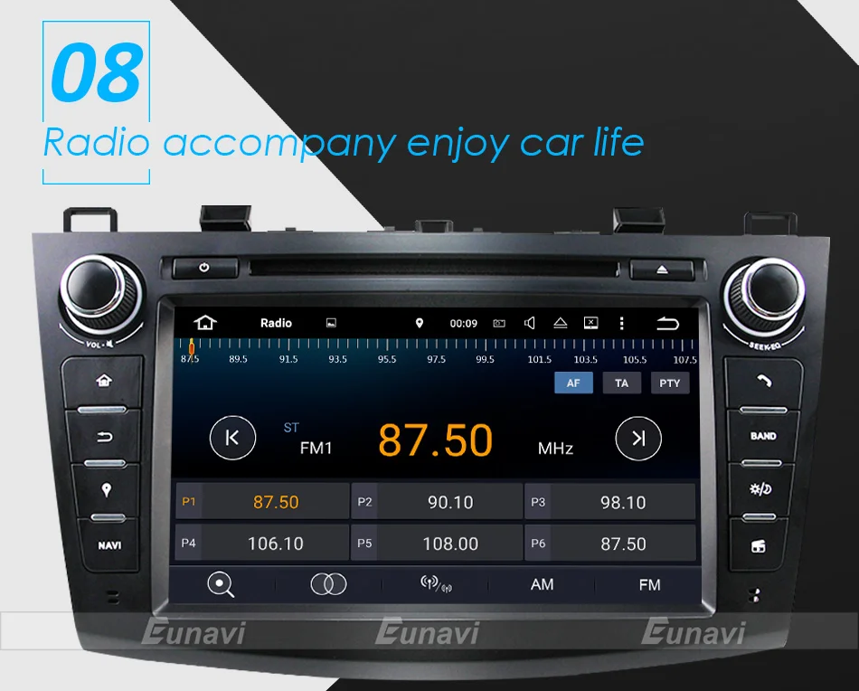 Cheap Eunavi 8" HD Screen 2 din Android 9.0 Quad Core Car DVD Player for 2010 2011 2012 2013 MAZDA 3 stereo radio GPS Navigation wifi 14
