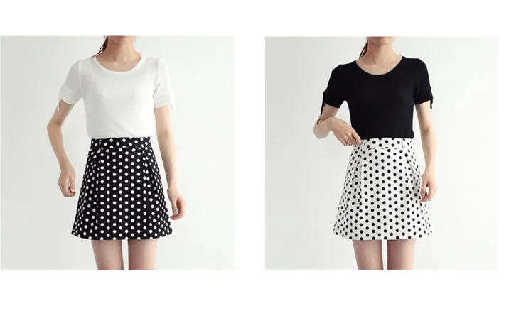 2018 New Fashion Women Skirt Summer Black Polka Dot Skirts Ladies Jupe Femme Casual High Waist Skirt Verano Mini Faldas Mujer (1)