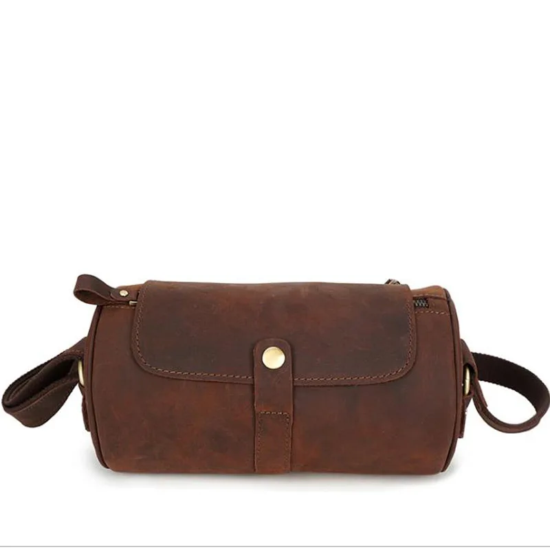 

YISHEN Vintage Crazy Horse Genuine Leather Men's Crossbody Bags Circular Casual Messenger Bag Fashion Retro Shoulder Bag YD-001#