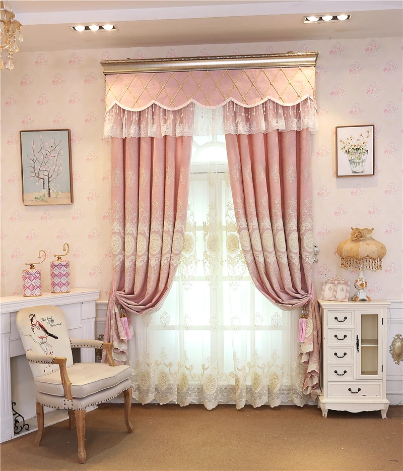 Новые роскошные шенилловые вышитые занавески на заказ для гостиной, высококачественные розовые синие занавески для спальни, комнаты для девочек