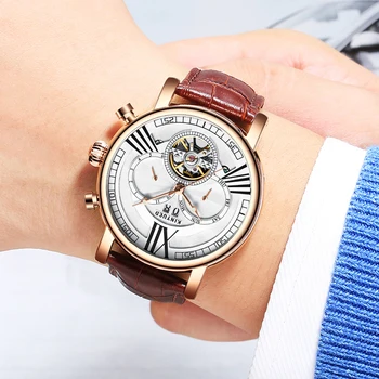 

KINYUED Top Luxury Brand Mens Watches Automatic Mechanical Watch Men Tourbillon Sports Military Male Clock New erkek kol saati
