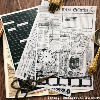 

DIY stickers vintage black and white base sulfuric acid paper stickers scrapbooking album journal happy plan decoration stickers