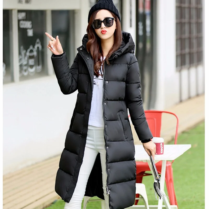 2016 Womens Winter Down Jackets And Coats Women Warm Down Cotton Padded Parka Long Hooded Winter Outerwear Female Manteau Femme Coats