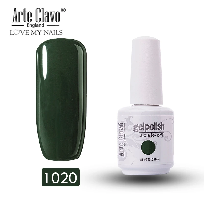 Arte Clavo Гель-лак для ногтей 15 мл зеленая серия гель uv Vernis Гибридный гель лак для маникюра дизайн ногтей Белый Гель-лак замачиваемый - Цвет: 1020