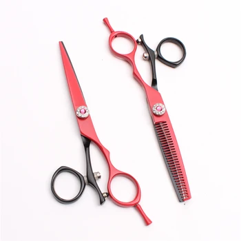 

C9019 6" 17.5cm JP 440C Customize Logo Red Swivel Professional Hairdressing Scissors Cutting Shears Thinning Scissors Style Tool