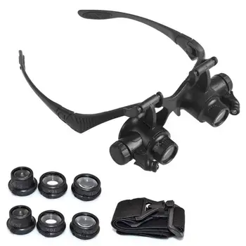 

LanLan Headband glasses watch repair loupe jeweler magnifying glass LED lamp 10X 15X 20X 25X magnifiers Glasses Measuring tool