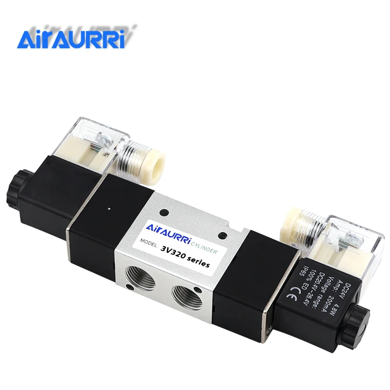 

3V320 Series G3/8 Solenoid Valve Two Position Three Way Pneumatic Valve Single Double Coil DC AC 12V 24V 36V 110V 220V 380V