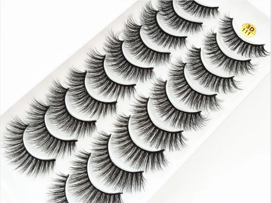 HBZGTLAD 1/5/10pairs Real Mink Eyelashes 3D Natural False Eyelashes 3d Mink Lashes Soft Eyelash Extension Makeup Kit Cilios - Color: 111