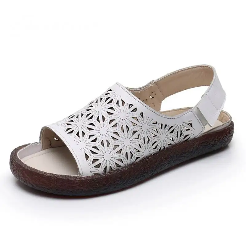 

GKTINOO Women's Sandals 2019 Summer Genuine Leather Handmade Ladies Shoe Leather Sandals Women Flats Retro Style Shoes