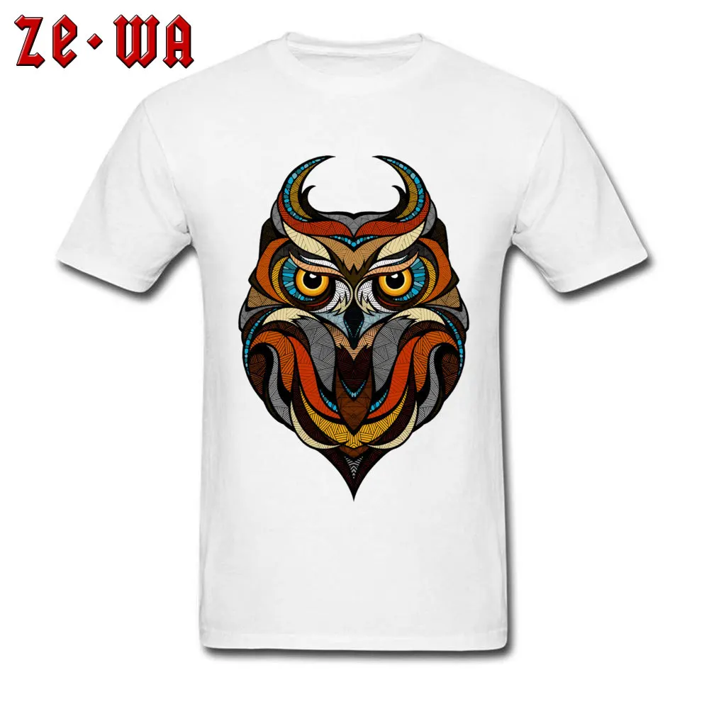 Customized Decorative Owl Mens T-Shirt 2018 Summer Short Sleeve Crewneck 100% Cotton Tops T Shirt Printing Tops T Shirt Decorative Owl white