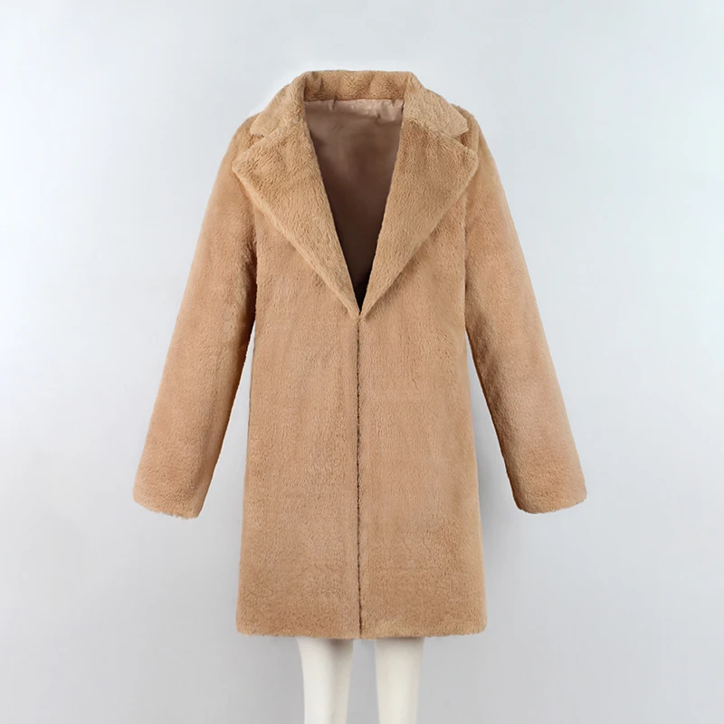 Naiveroo/зимнее толстое теплое пальто из искусственного меха для женщин; Осенняя Повседневная Верхняя одежда с длинными рукавами и отложным воротником; куртки с карманами размера плюс; 3X