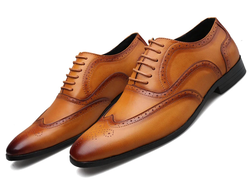 Мужские модельные туфли с перфорацией типа «броги»; Дизайнерские офисные лоферы на шнуровке; повседневная обувь для вождения; мужские вечерние туфли из натуральной кожи на плоской подошве