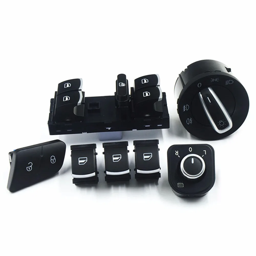 

7PCS Window Headlight Mirror Door Control Switch Button For Volkswagen VW Passat B6 3C0962125B 5ND959565B 5ND941431A 5ND 959 857