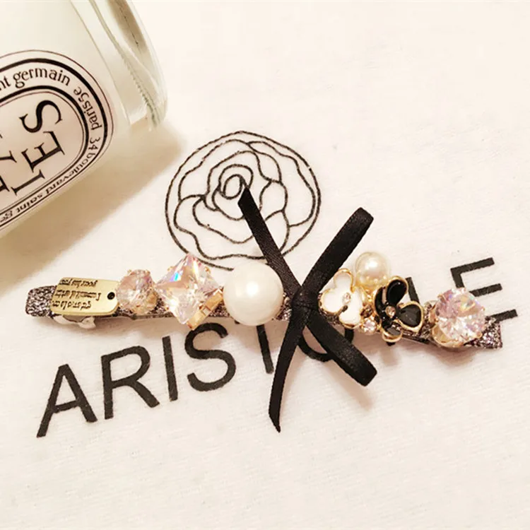 

Fashion Pearl Rhinestone Hair Clips Hair Accessories elegance Women Flowers Bow Spring clips Ponytail Hairpins barrette