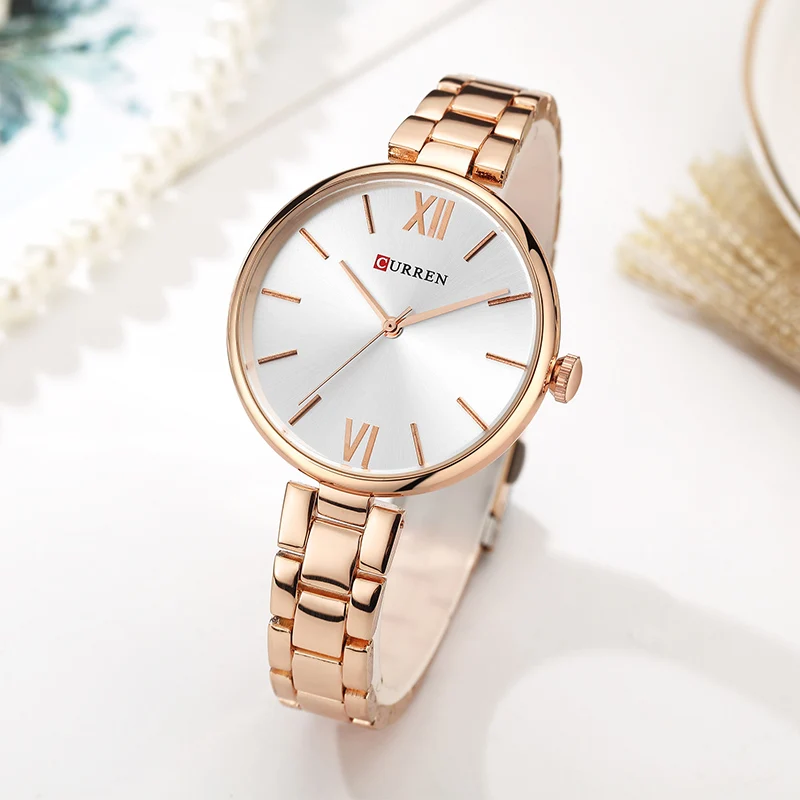 CURREN Simple Fashion Stainless Steel Analog Quartz Wrist Watch Calendar Female Dress Watch Women Clock Relogio Feminino 9017